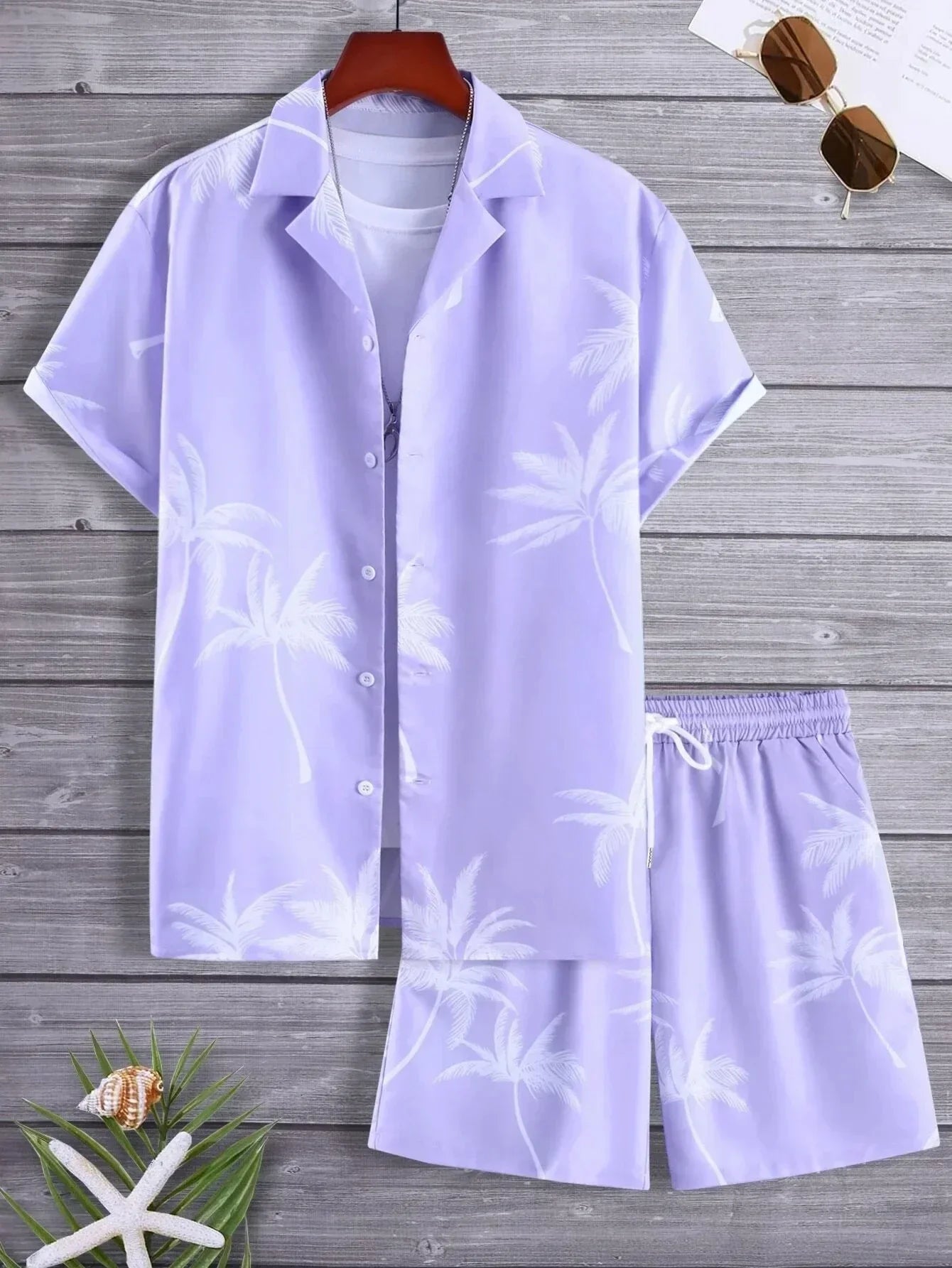 Erik Set - Herren Casual Hawaiian Sommer Zweiteiliges Set Elegare