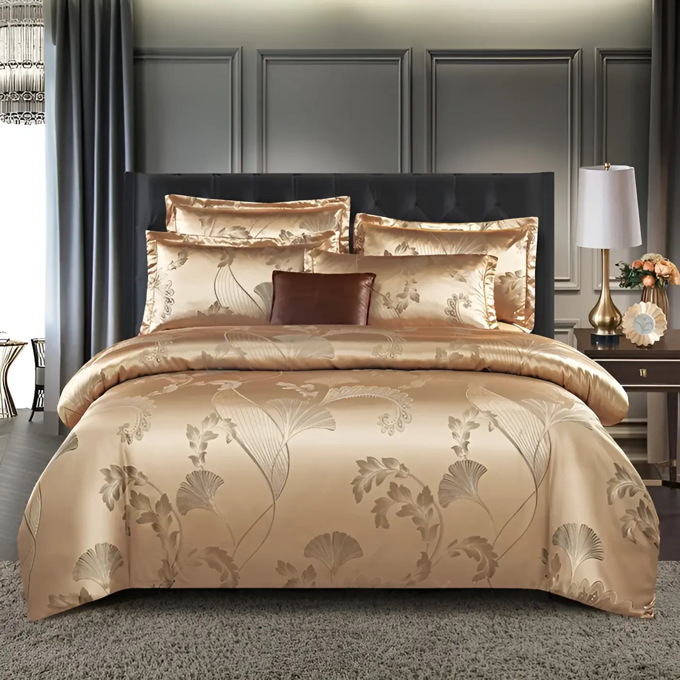 SatinOpulence Set - Modern Luxury Jacquard Satin Bettwäsche Elegare