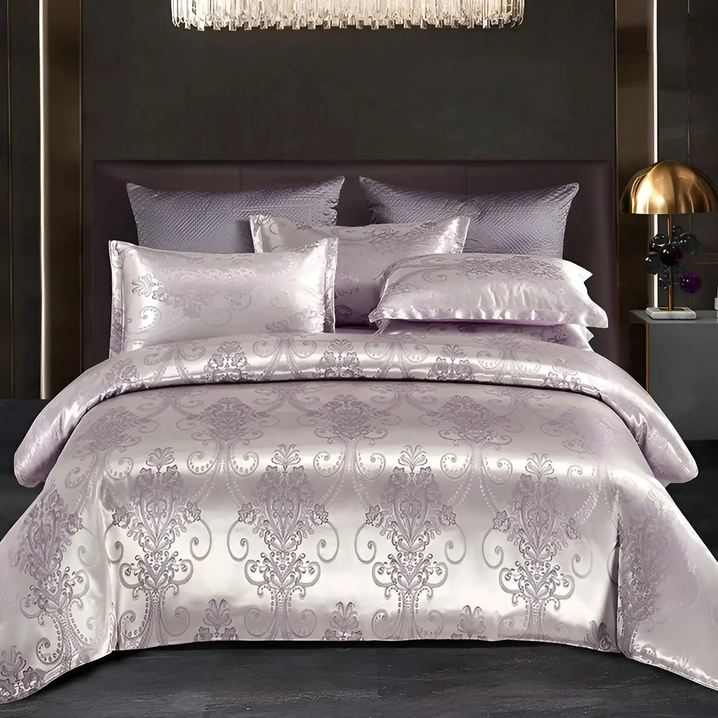 SatinOpulence Set - Modern Luxury Jacquard Satin Bettwäsche Elegare