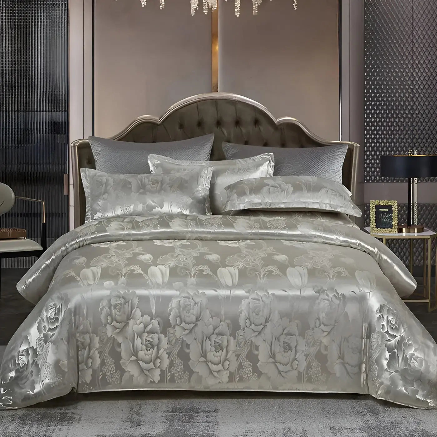 SatinOpulence Set - Modern Luxury Jacquard Satin Bettwäsche Elegare