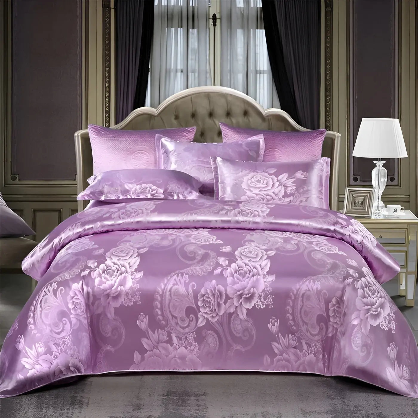 SatinOpulence Set - Modern Luxury Jacquard Satin Bettwäsche Elegare