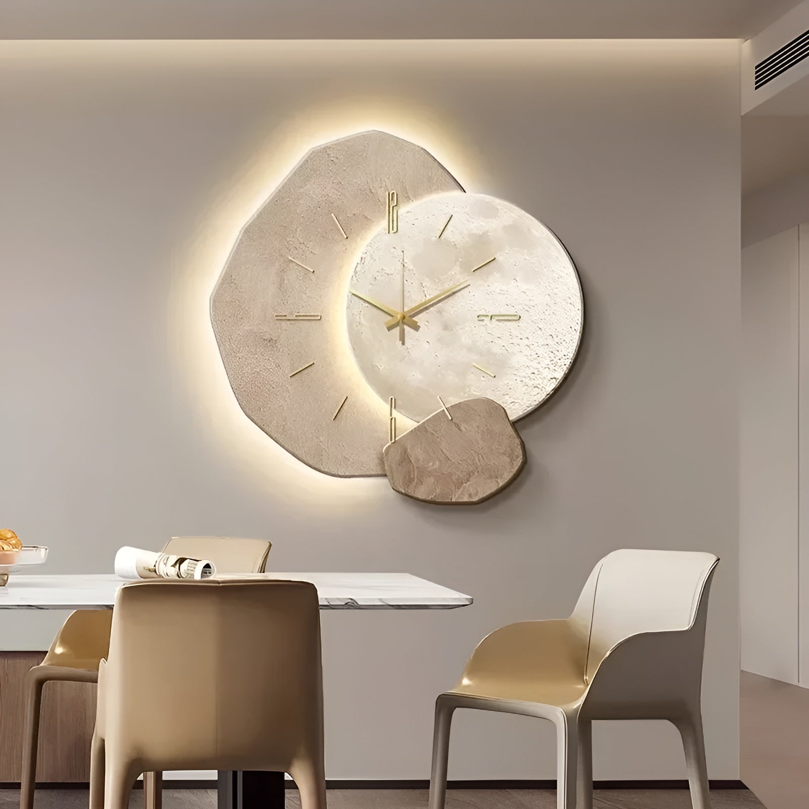 TimelessWood Clock - Creatieve Houten Wandklok met Verlichting voor Binnen