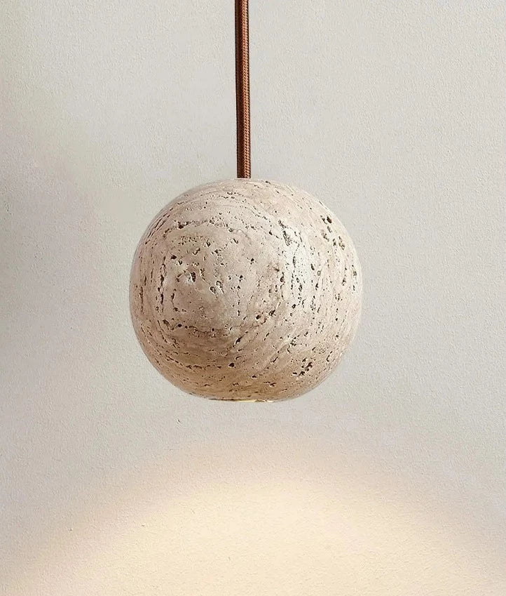 GlowStone Pendant - Travertin Runde Wabi Sabi Decken-LED-Leuchte Elegare