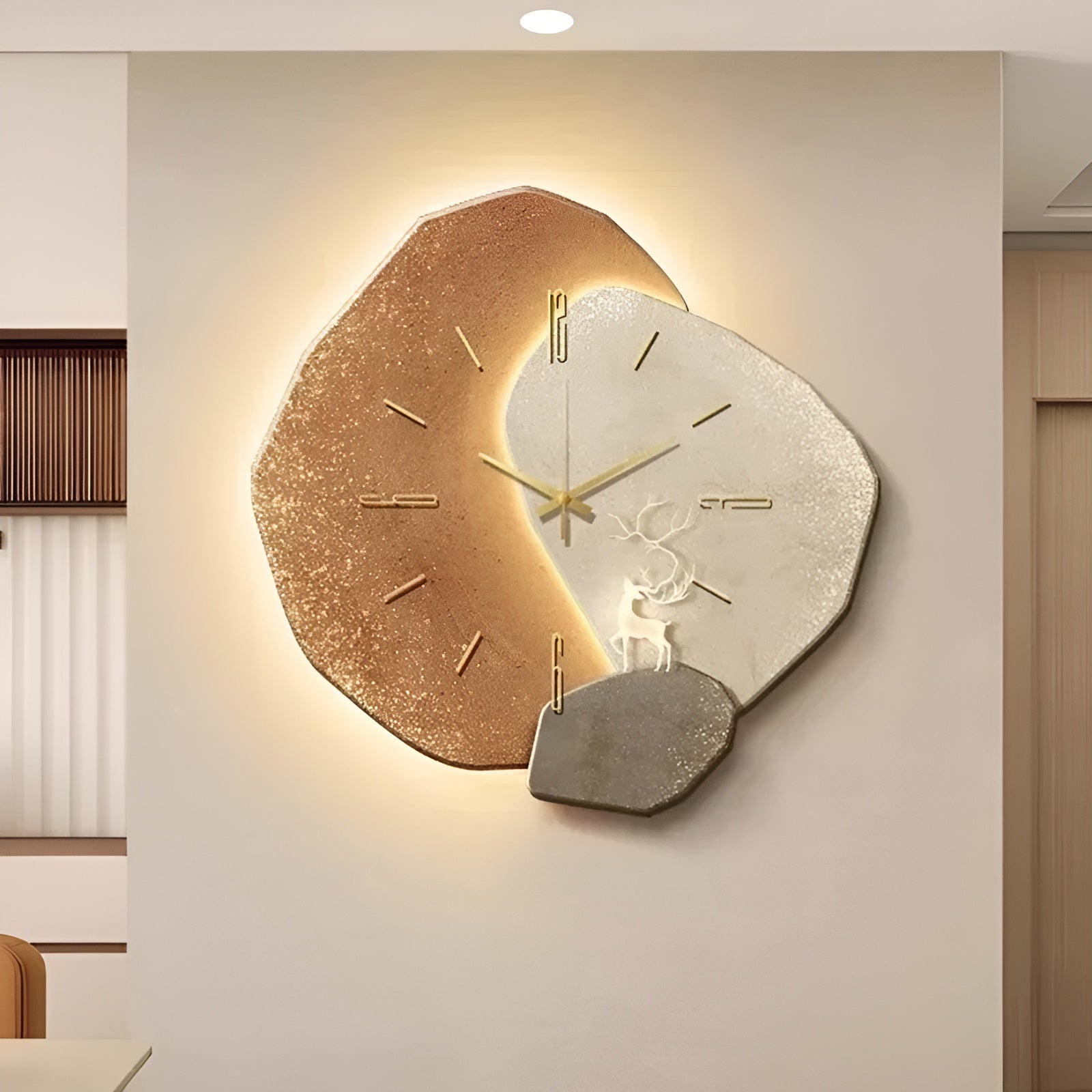 TimelessWood Clock - Creatieve Houten Wandklok met Verlichting voor Binnen