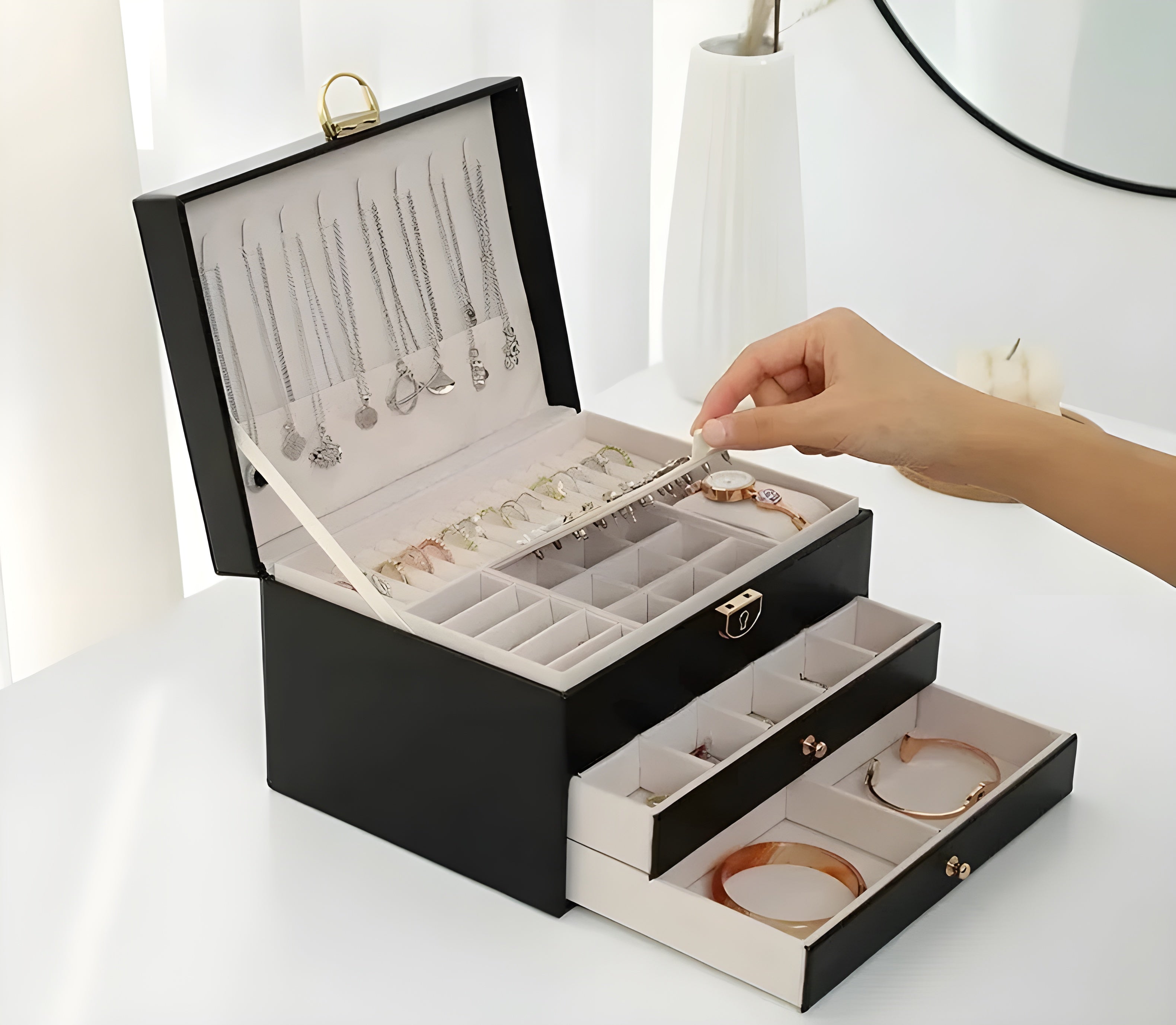 DiamondKeep Box - Elegante Drie-laagse Sieradendoos