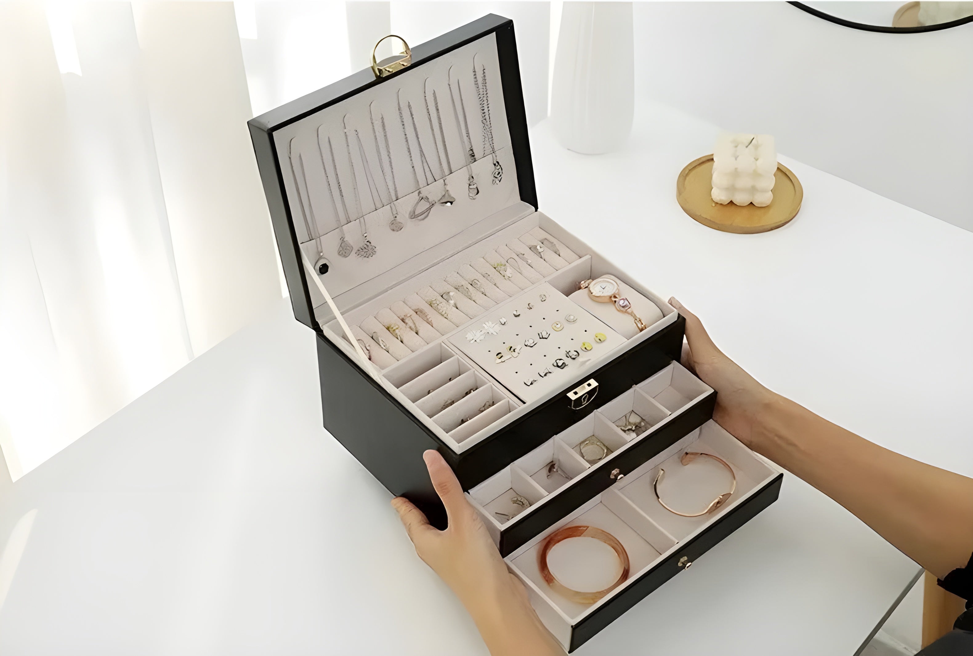 DiamondKeep Box - Elegante Drie-laagse Sieradendoos