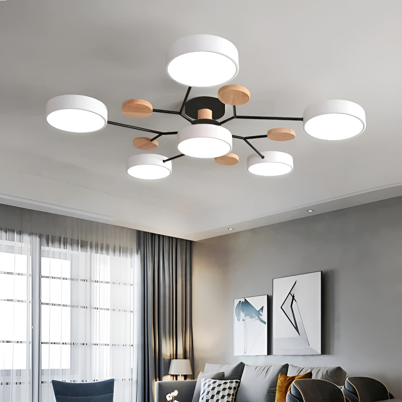 ScandiGlow Light - Nordic Modern Branched Disc LED Ceiling Light Elegare