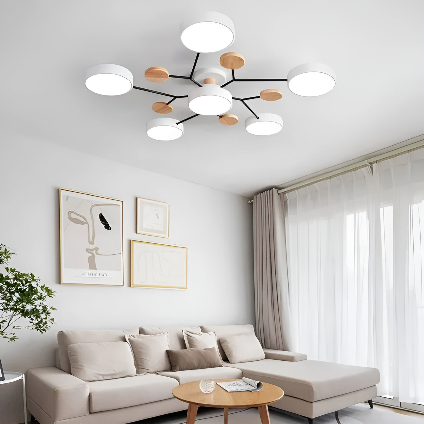 ScandiGlow Light - Nordic Modern Branched Disc LED Ceiling Light Elegare