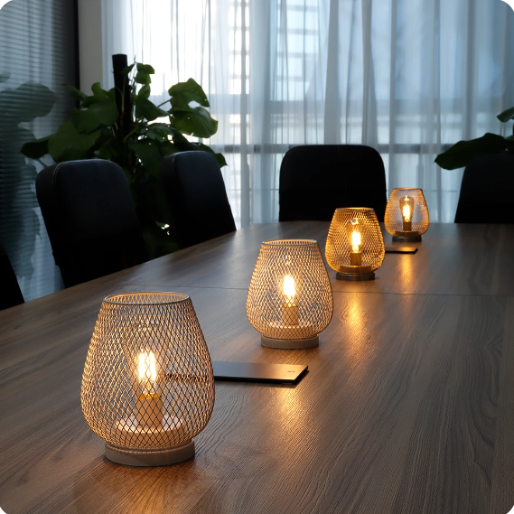 Wit Metaal Tafellamp 2 Stuks LED Lantaarn voor Home Decor - Velari - 