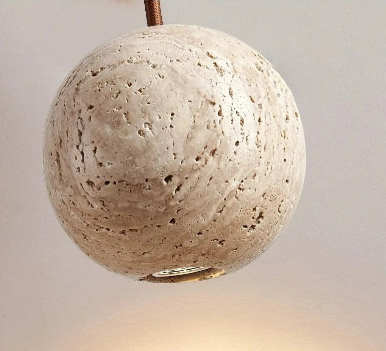 GlowStone Pendant - Travertin Runde Wabi Sabi Decken-LED-Leuchte Elegare