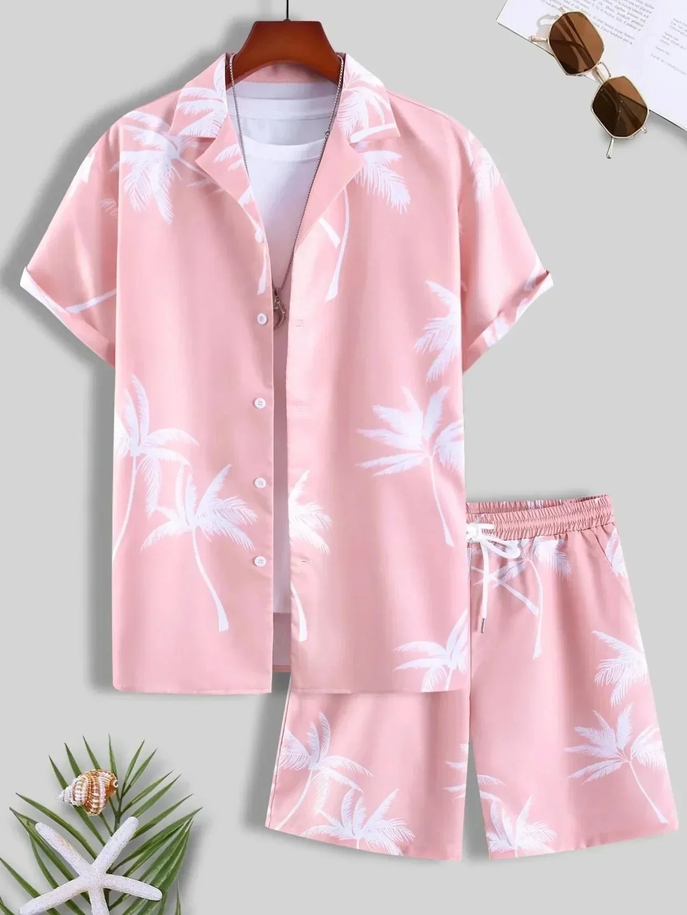 Erik Set - Herren Casual Hawaiian Sommer Zweiteiliges Set Elegare