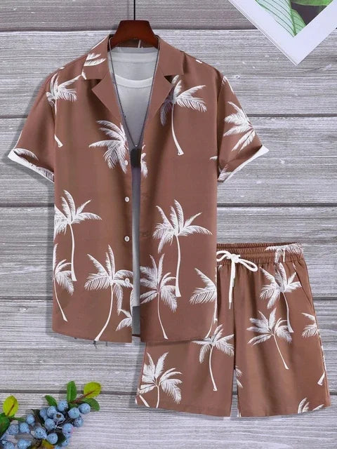 Erik Set - Herren Casual Hawaiian Sommer Zweiteiliges Set Elegare