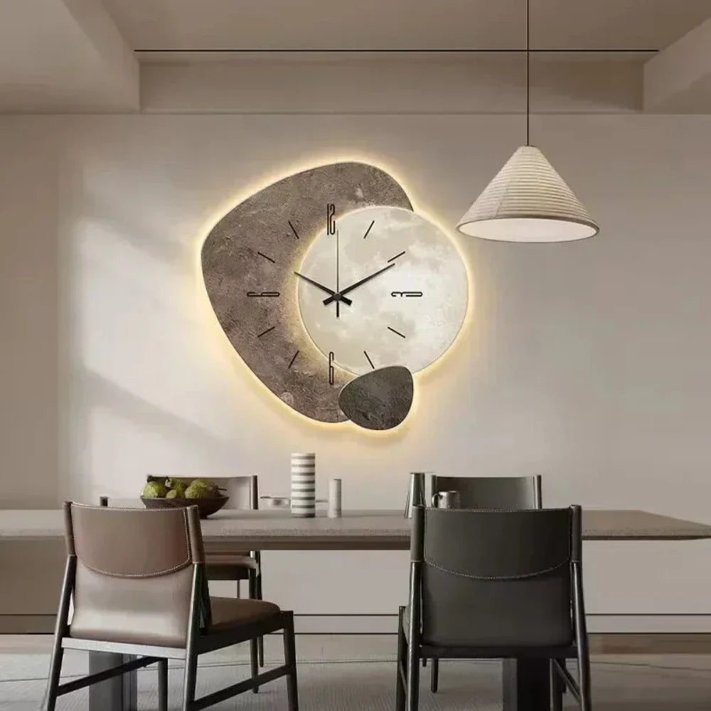 TimelessWood Clock - Creatieve Houten Wandklok met Verlichting voor Binnen