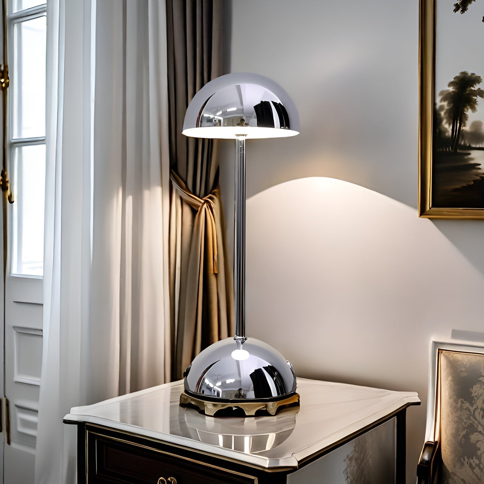 ShineMushroom Lampe - Polierte Metall-Touch-Steuerung Dimmbarer Pilzlampe Elegare