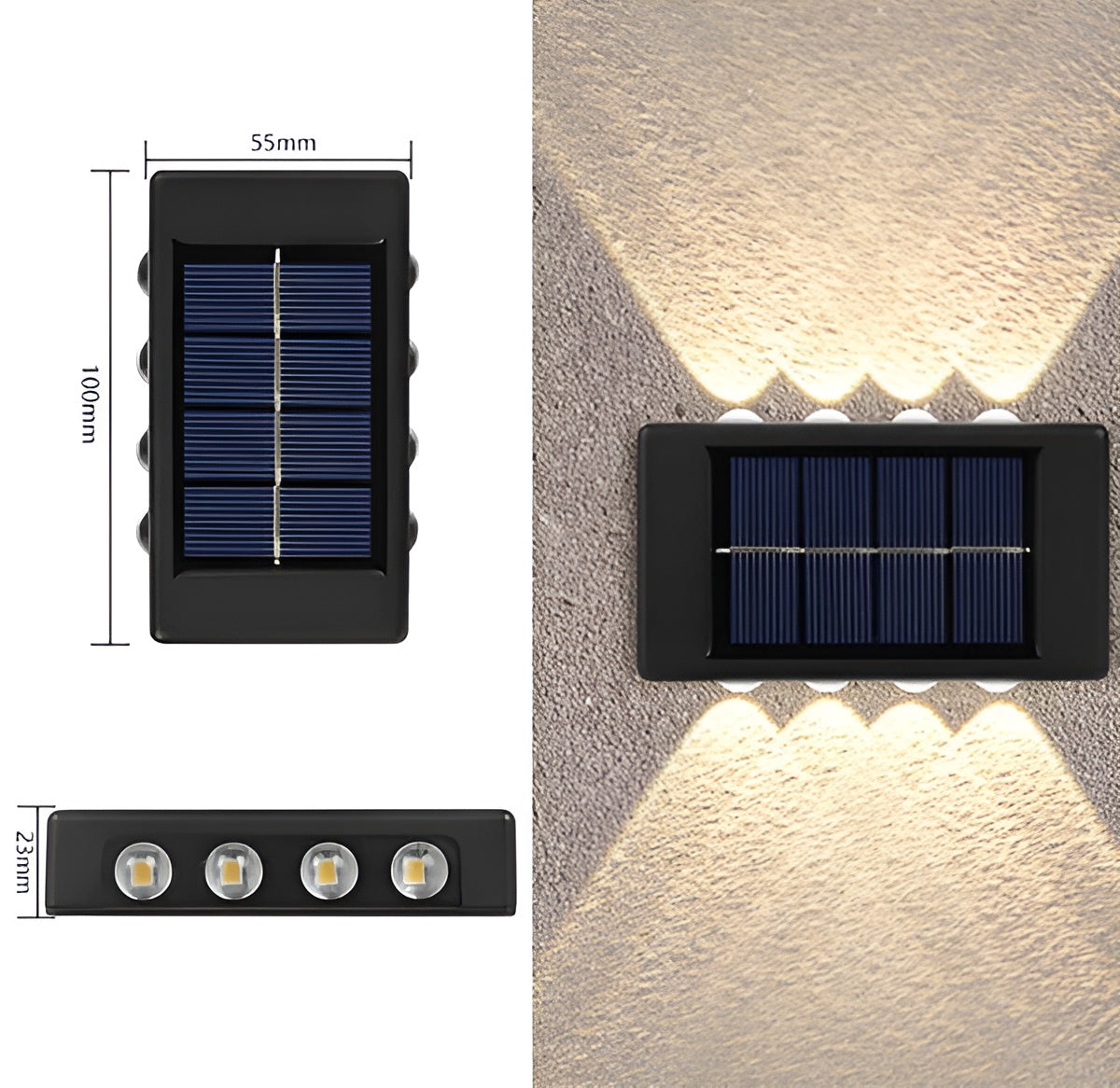 SolarBright Light - Double Head Waterproof Solar Powered Outdoor Wall Light Elegare