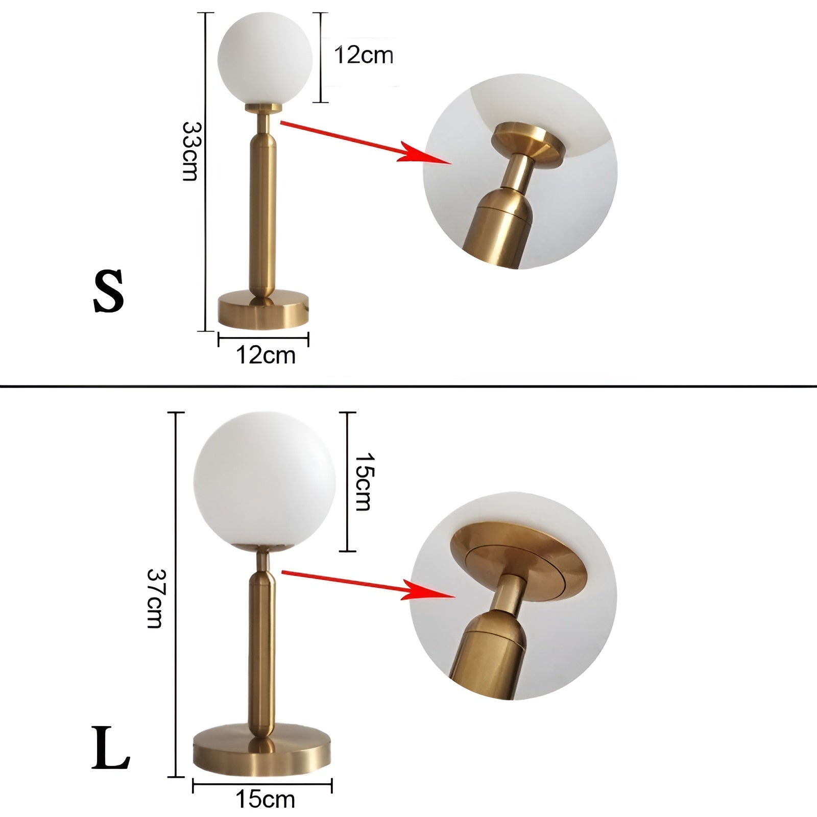 SphereShine Lampe - Moderne Luxus LED Glas Kugel Messing Tischlampe Elegare