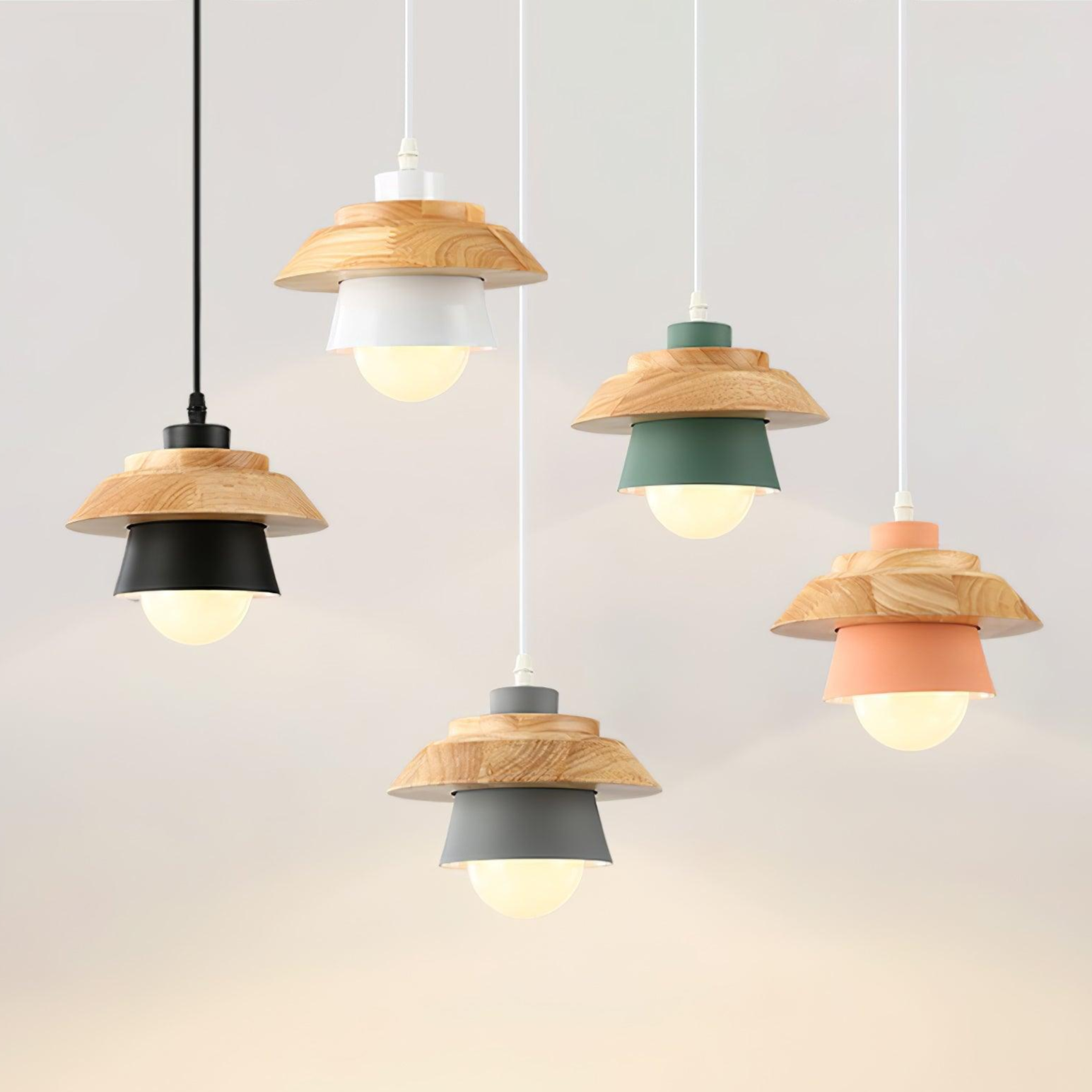 NordicMacaron Light - Moderne Nordische Houten Macaron Hangende Plafondlamp