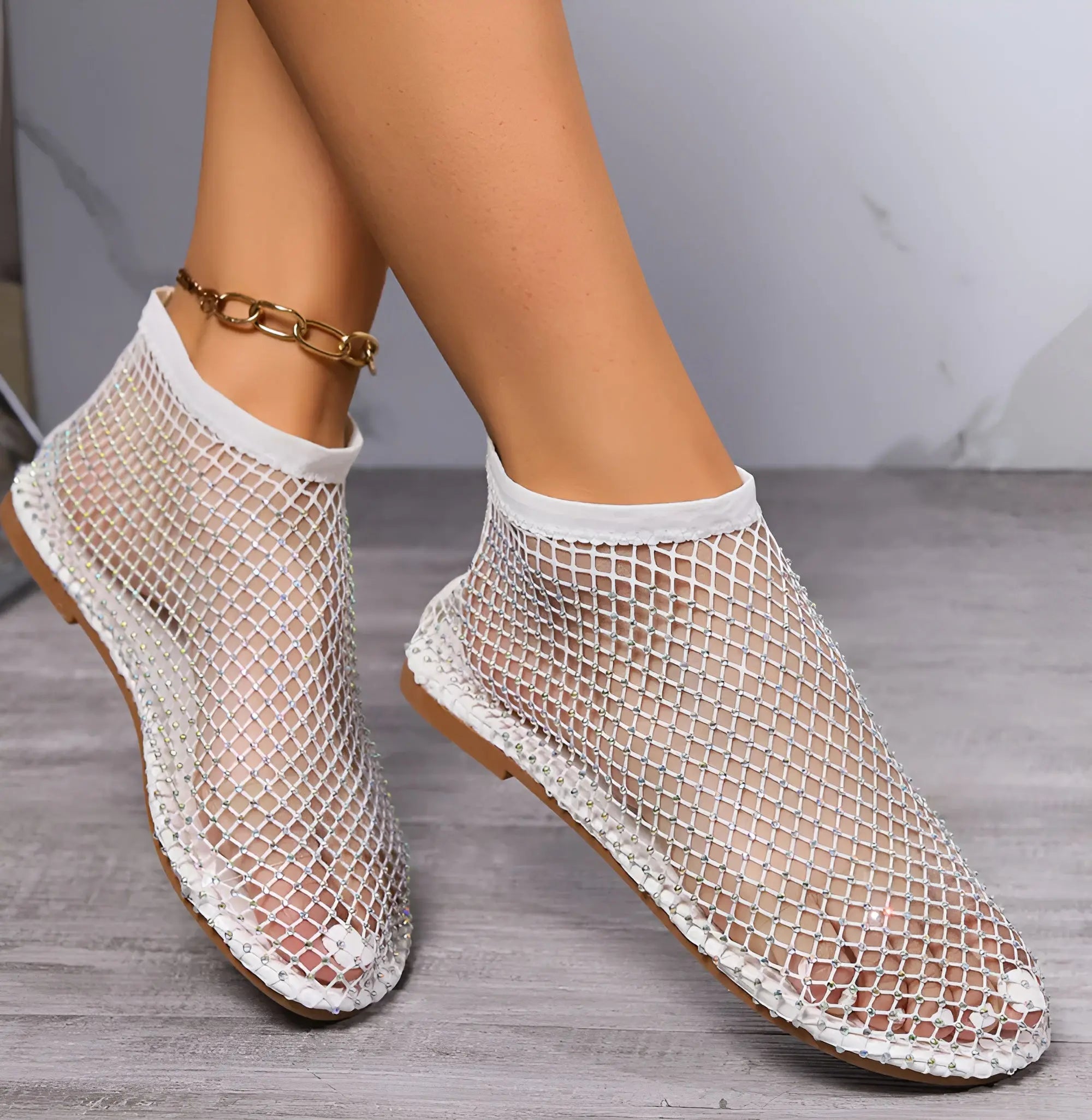 Gemma Mesh Sandals - Elegante en Ademende Zomersandalen met Diamanten Luxe - Velari - VLP154