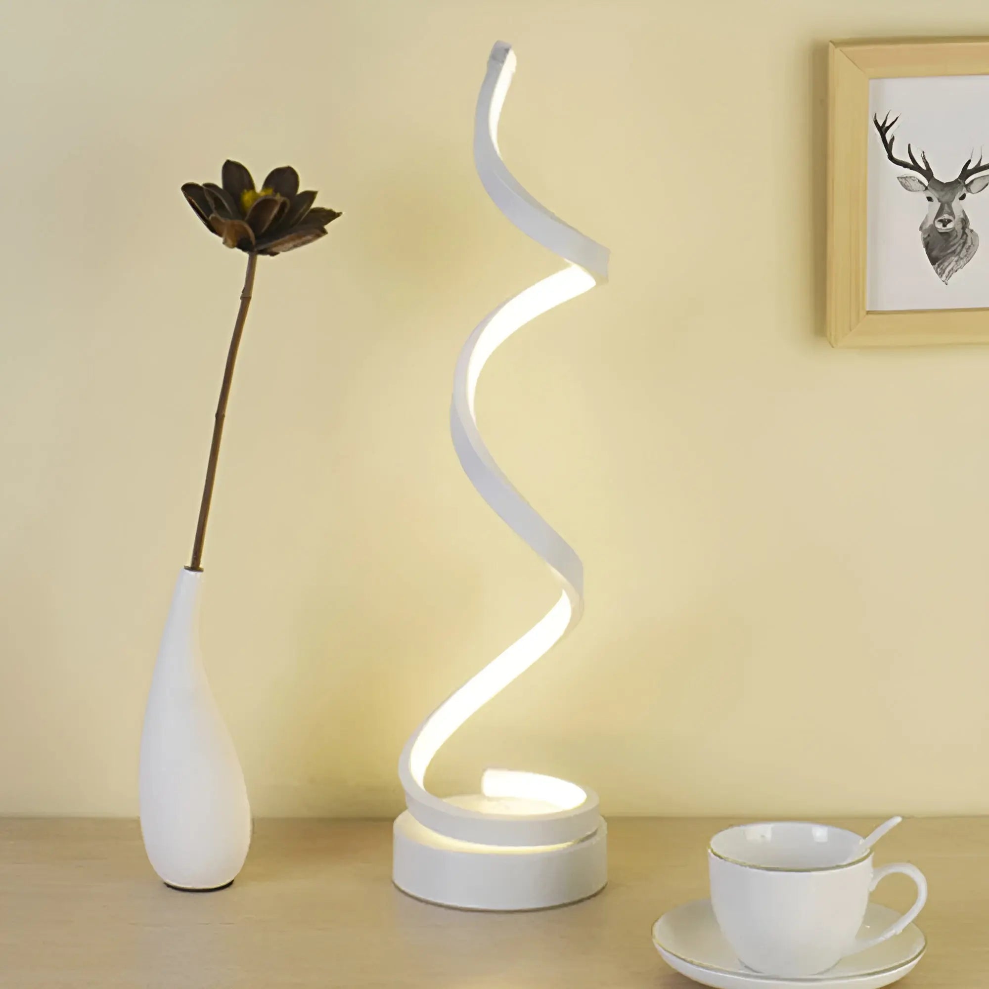 Spiral Glow - Dimbare Moderne Spiraal Tafellamp met Ronde Voet - Velari - VLP030