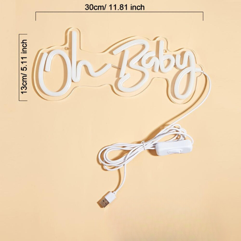 BrightBaby Light - Decoratieve Oh Baby USB-aangedreven Neon Wandlamp