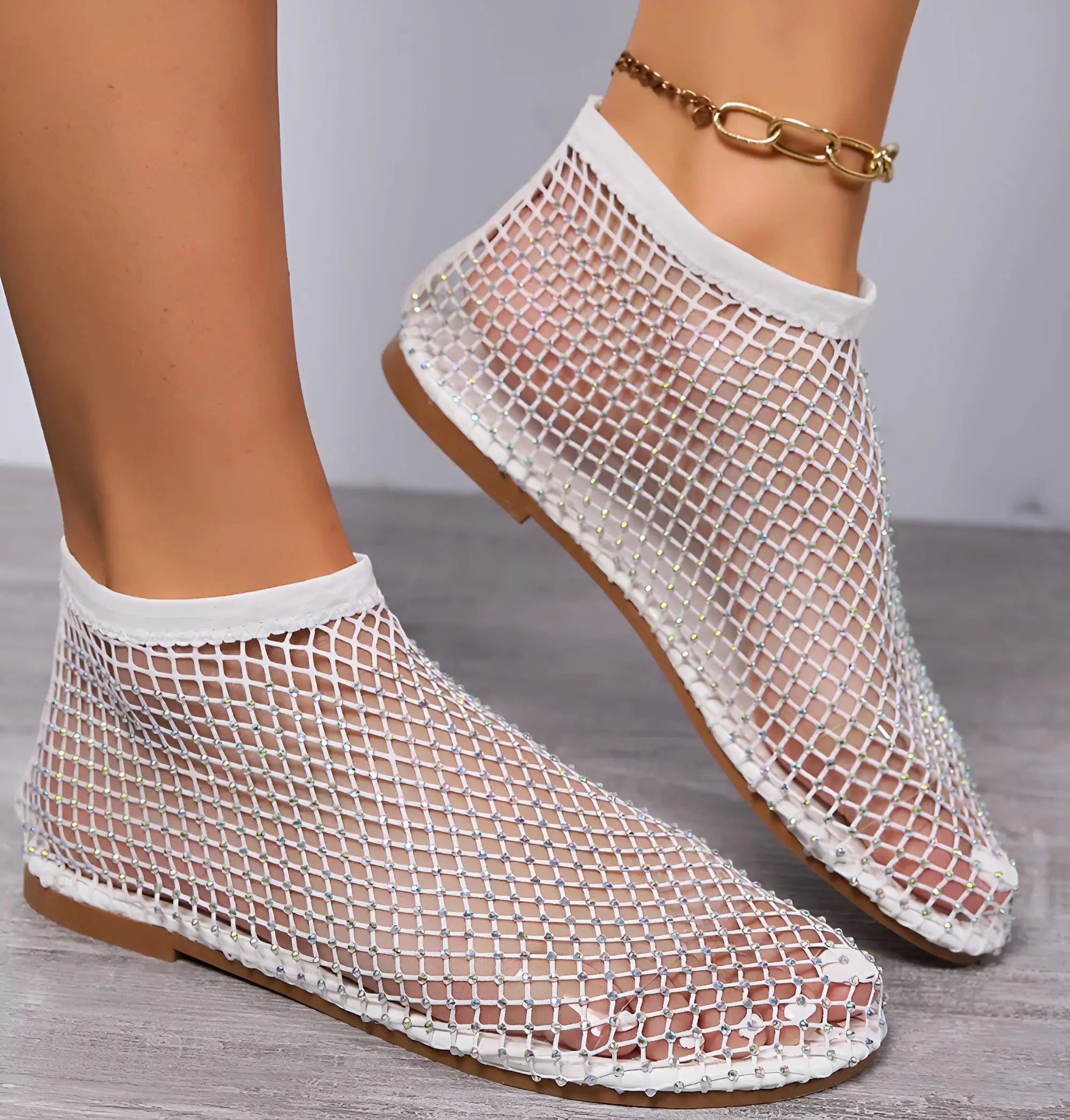 Gemma Mesh Sandals - Elegante en Ademende Zomersandalen met Diamanten Luxe - Velari - VLP154