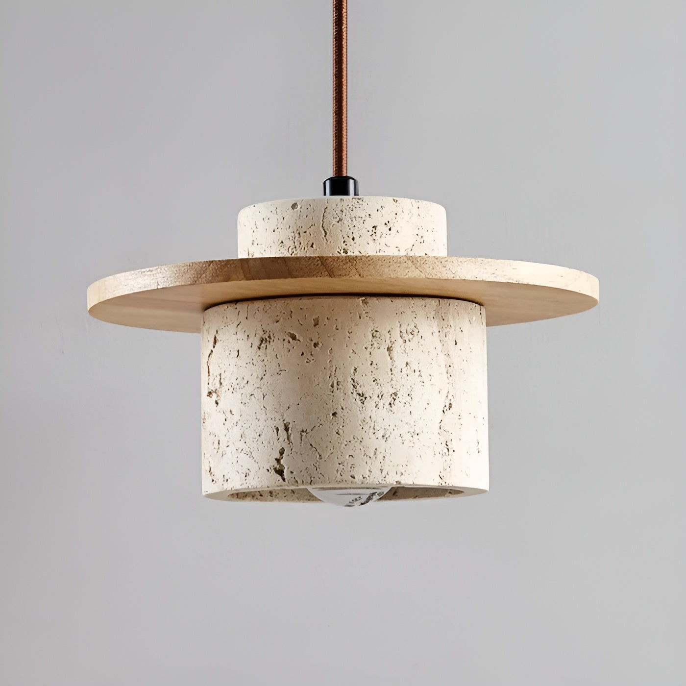 TravertGlow Light - Moderne Wabi-Sabi Hanglamp van Natuursteen