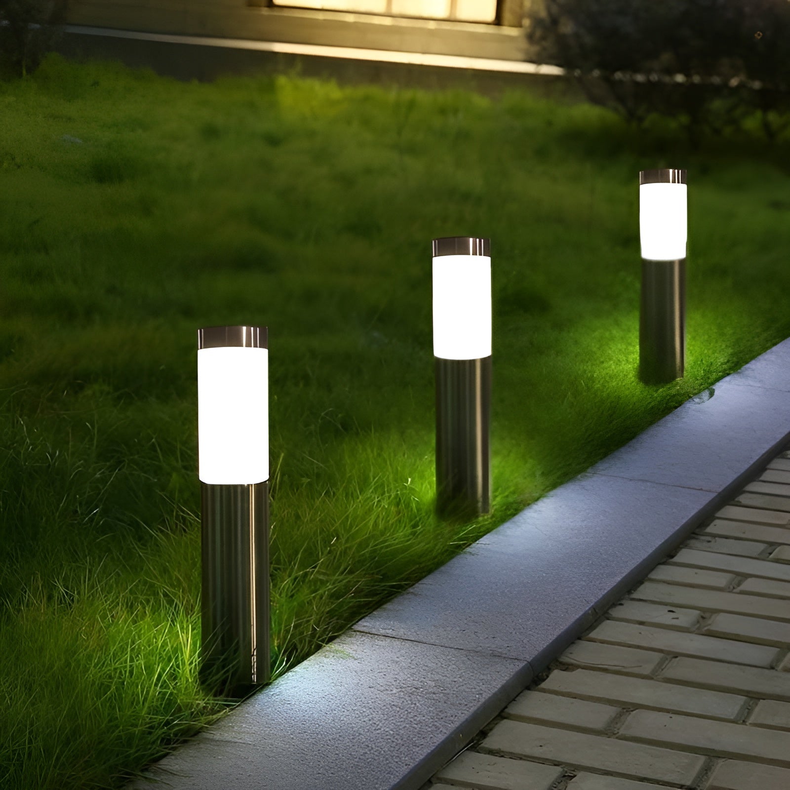 SteelPath Light - 2er Set LED Landschaftsbeleuchtung Zylindrisch Edelstahl Gartenleuchten Elegare