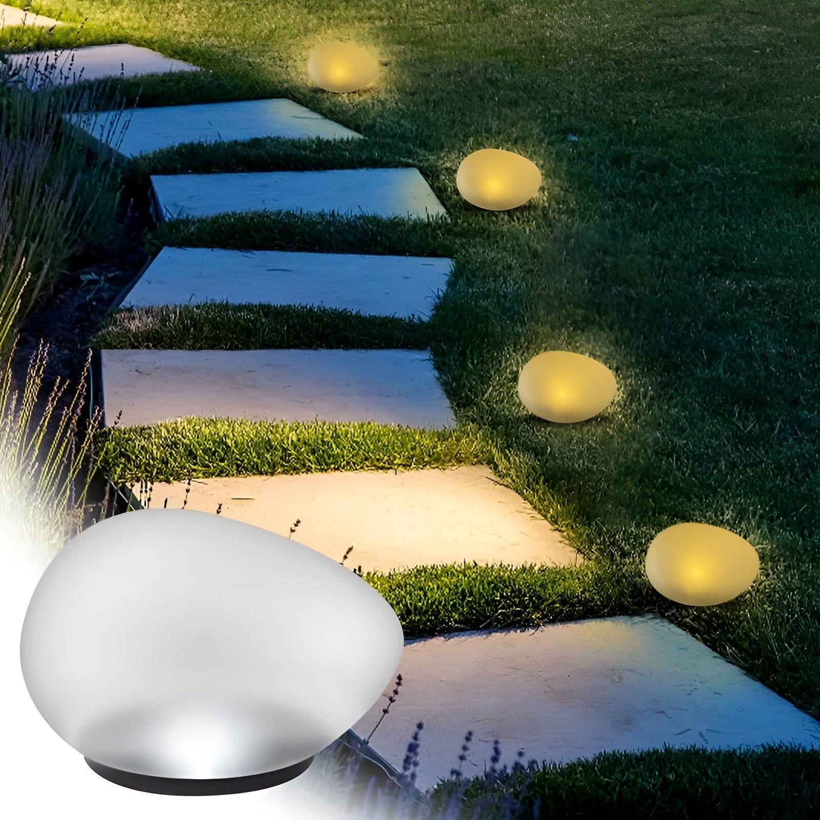 SolarPebble Light - Solarbetriebene Kieselstein-Lampe für den Garten Elegare