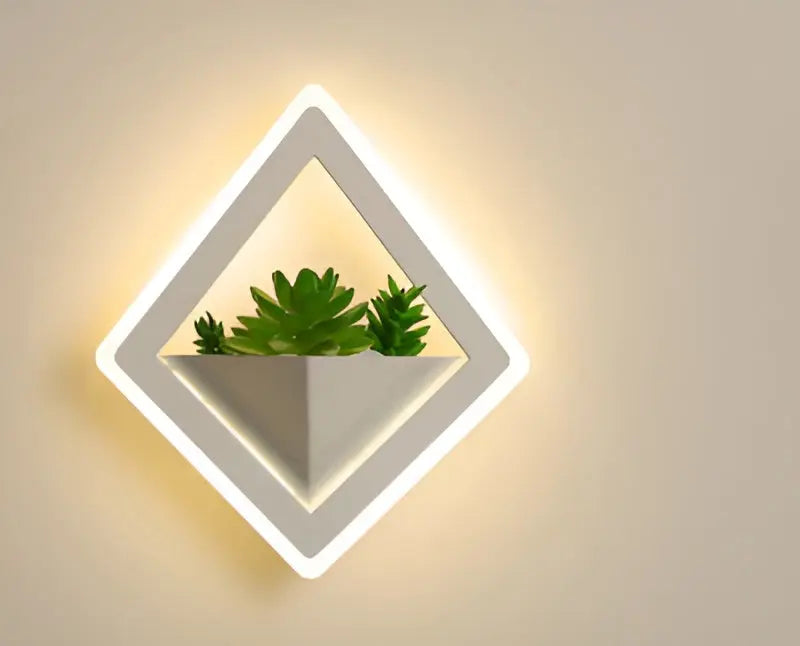 EcoChic Glow - Minimalistische Wandlamp met Scandinavische Kunstplanten voor een Stijlvolle Gloed - Velari - VLP073