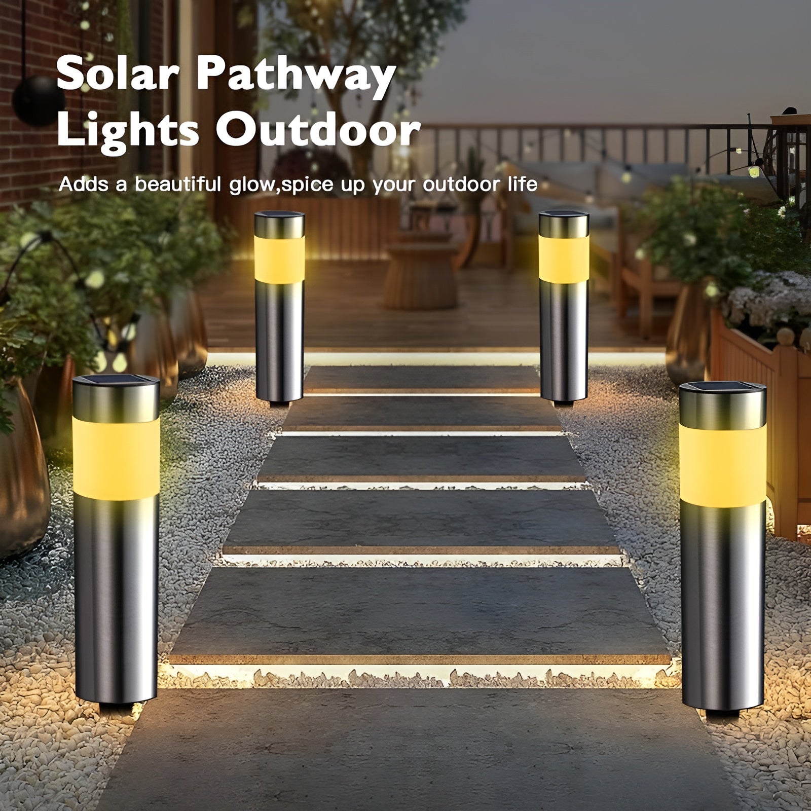 SteelPath Light - 2er Set LED Landschaftsbeleuchtung Zylindrisch Edelstahl Gartenleuchten Elegare