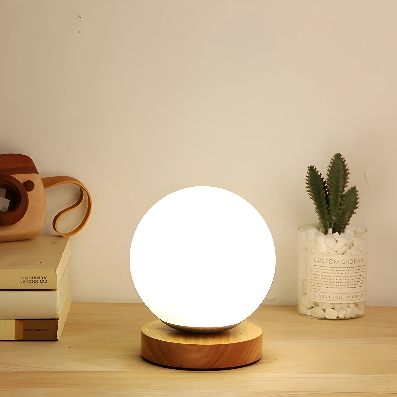 CharmingGlow Light – Casual Houten Glas Tafel Lamp