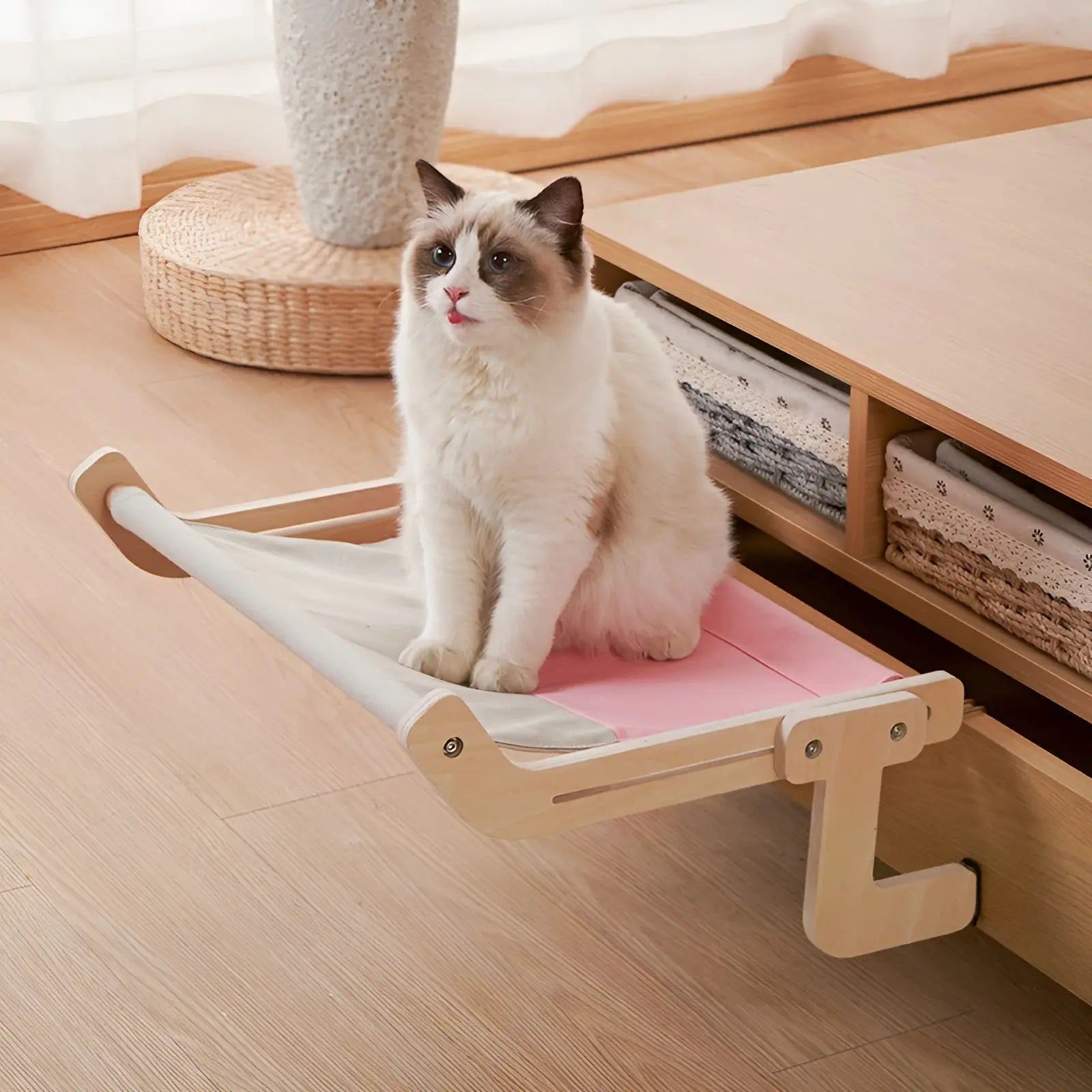 PurrLounge Hammock - Elegant Houten Hangmatbed Voor Katten - Velari - VLP162