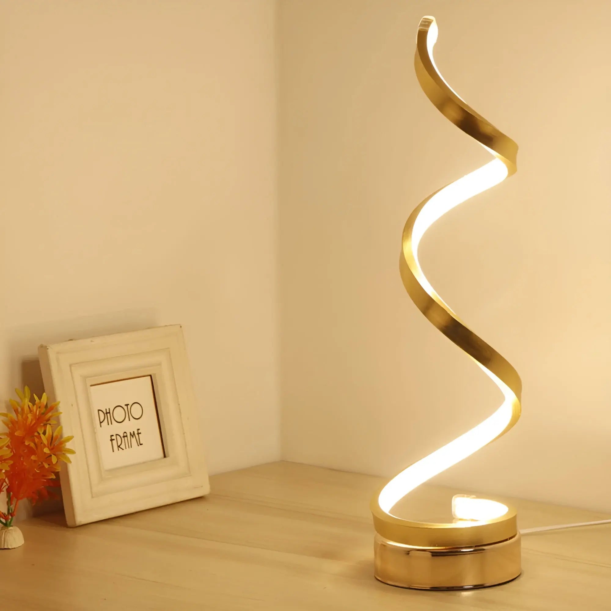 Spiral Glow - Dimbare Moderne Spiraal Tafellamp met Ronde Voet - Velari - VLP030