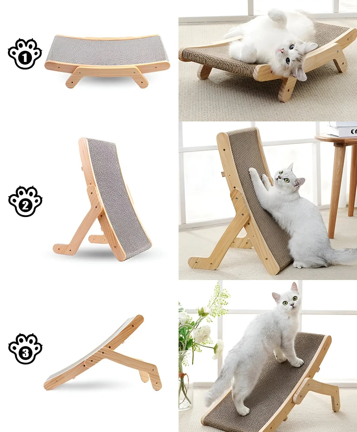 PurrPlay Board - Multifunctionele Verwijderbare Houten KattenKrabPlank - Velari - VLP164