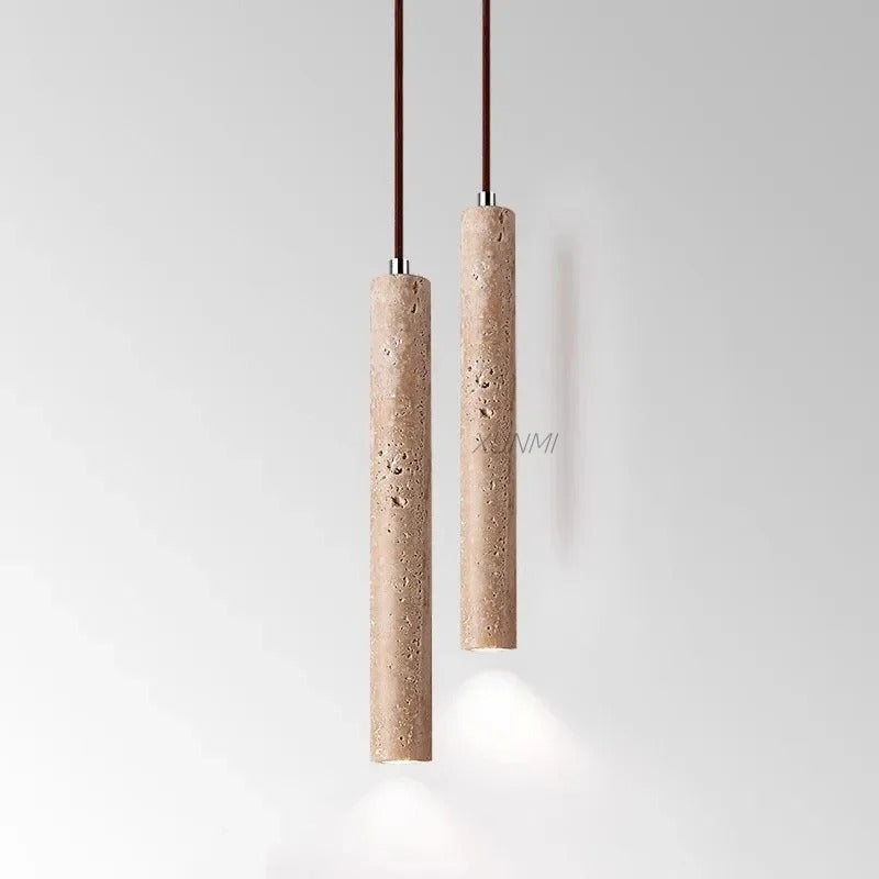 RadiantCalm Lampe - Minimalistische Langlinien Travertin Wabi-Sabi Stil LED Kronleuchter Lichter Elegare