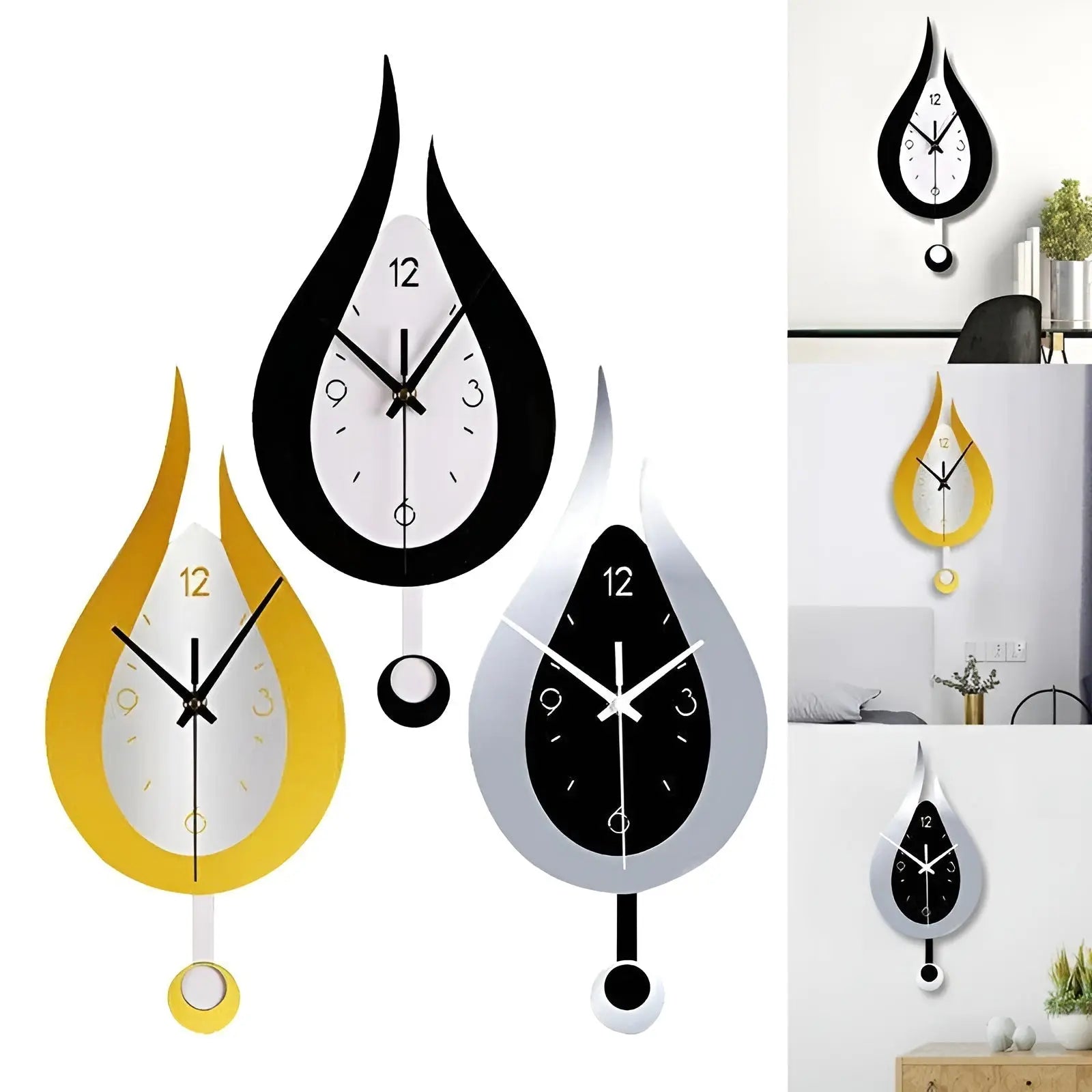 DropTime Clock - Moderne Tropfen-Acryl Pendel-Wanduhr für Ihr Zuhause Elegare