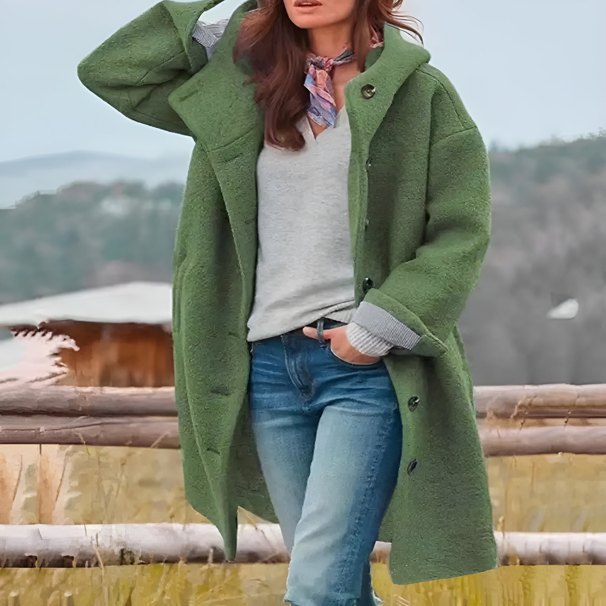 Stefanie Coat - Lässiger Lange Warmer Wintermantel Elegare