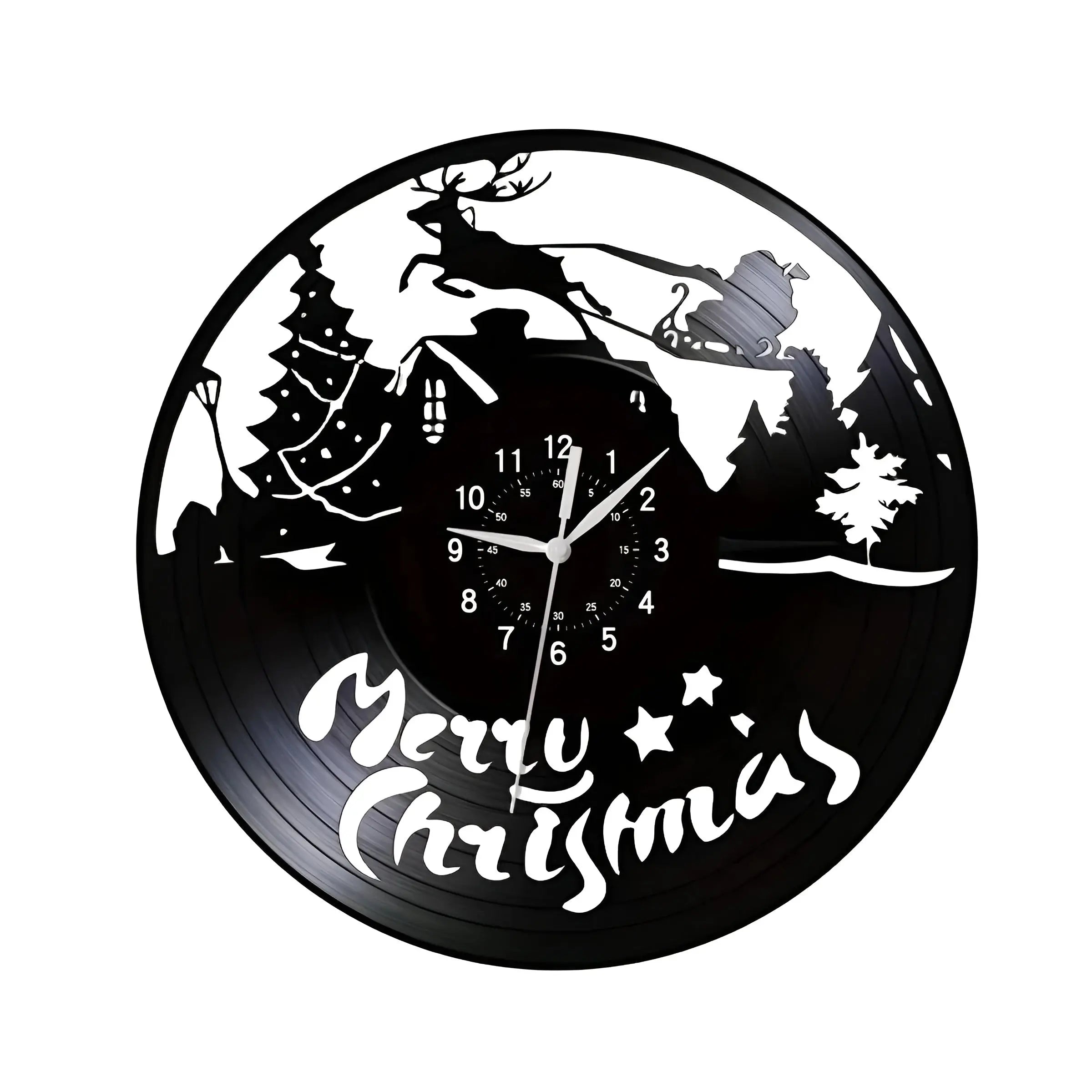 ForestTime Clock - Kreative Wand-Uhr mit Waldtier-Kopf aus Vinyl für die Weihnachtsdekoration Elegare