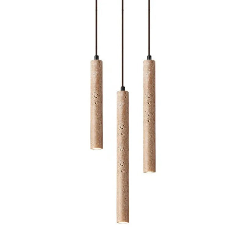 RadiantCalm Lampe - Minimalistische Langlinien Travertin Wabi-Sabi Stil LED Kronleuchter Lichter Elegare