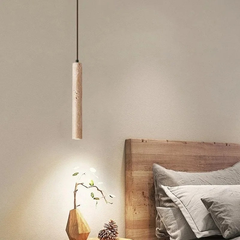 RadiantCalm Lampe - Minimalistische Langlinien Travertin Wabi-Sabi Stil LED Kronleuchter Lichter Elegare