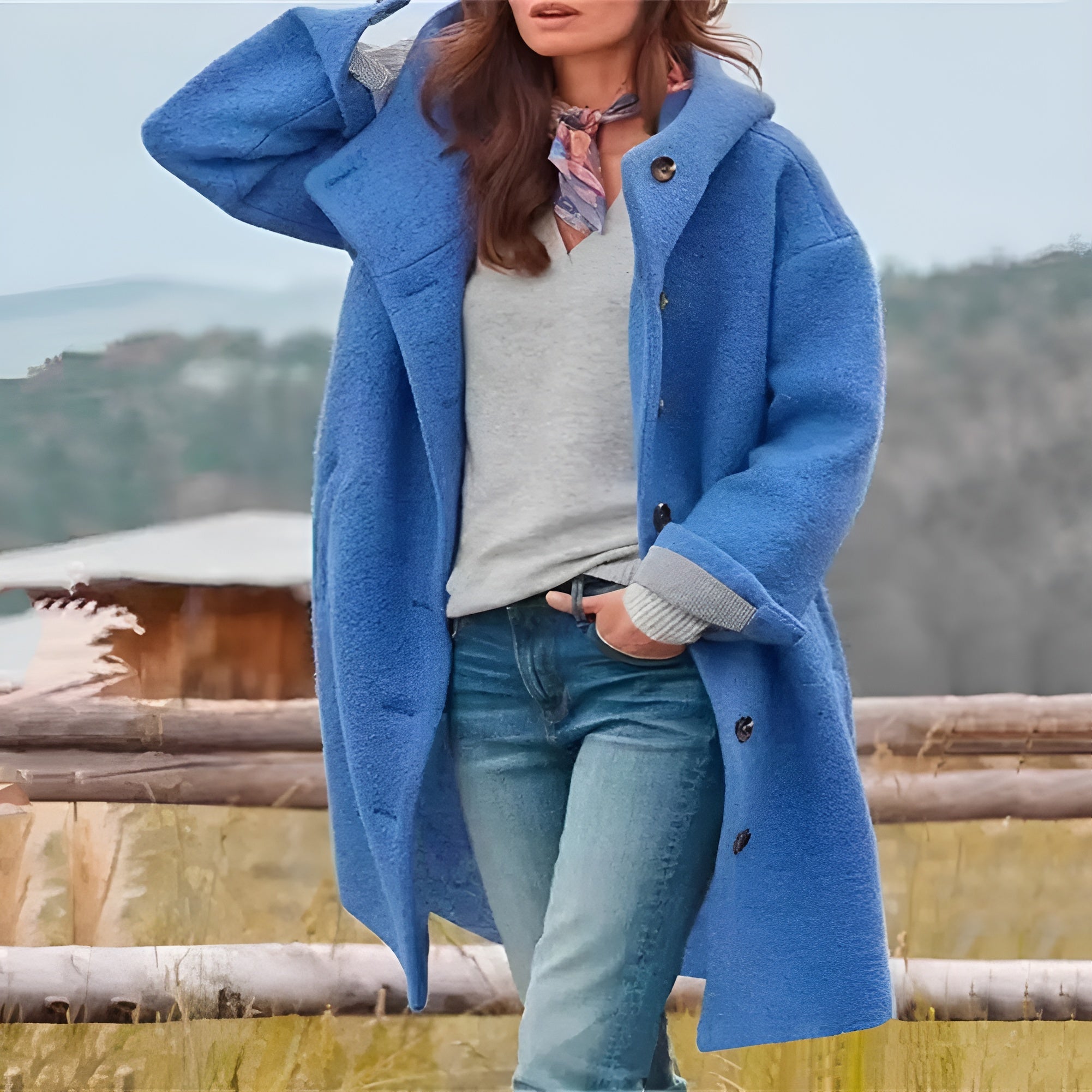 Stefanie Coat - Lässiger Lange Warmer Wintermantel Elegare