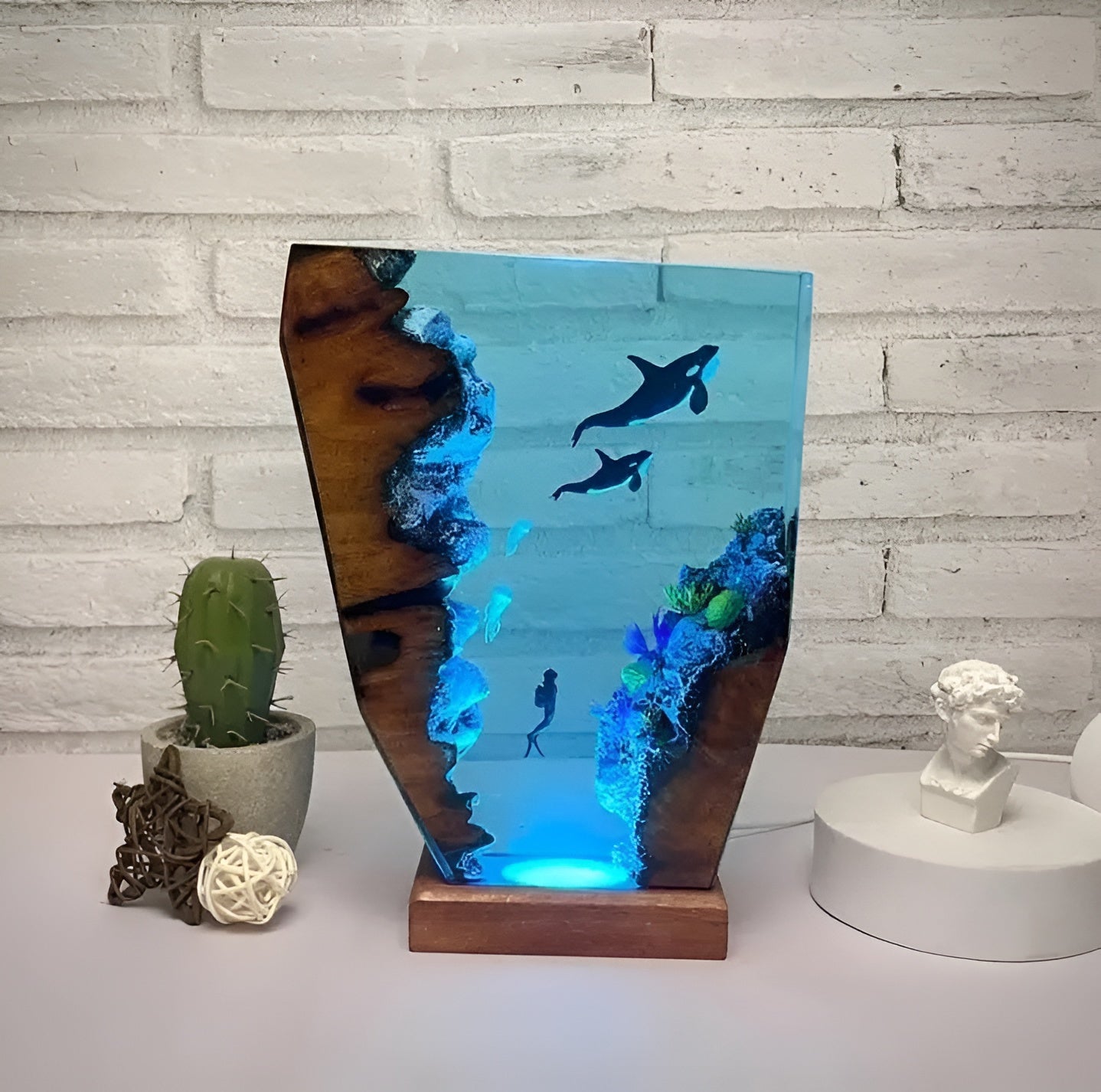 OceanGlow Light - Decoratief Duikgrot-thema USB Oplaadbare Epoxyhars Tafellamp