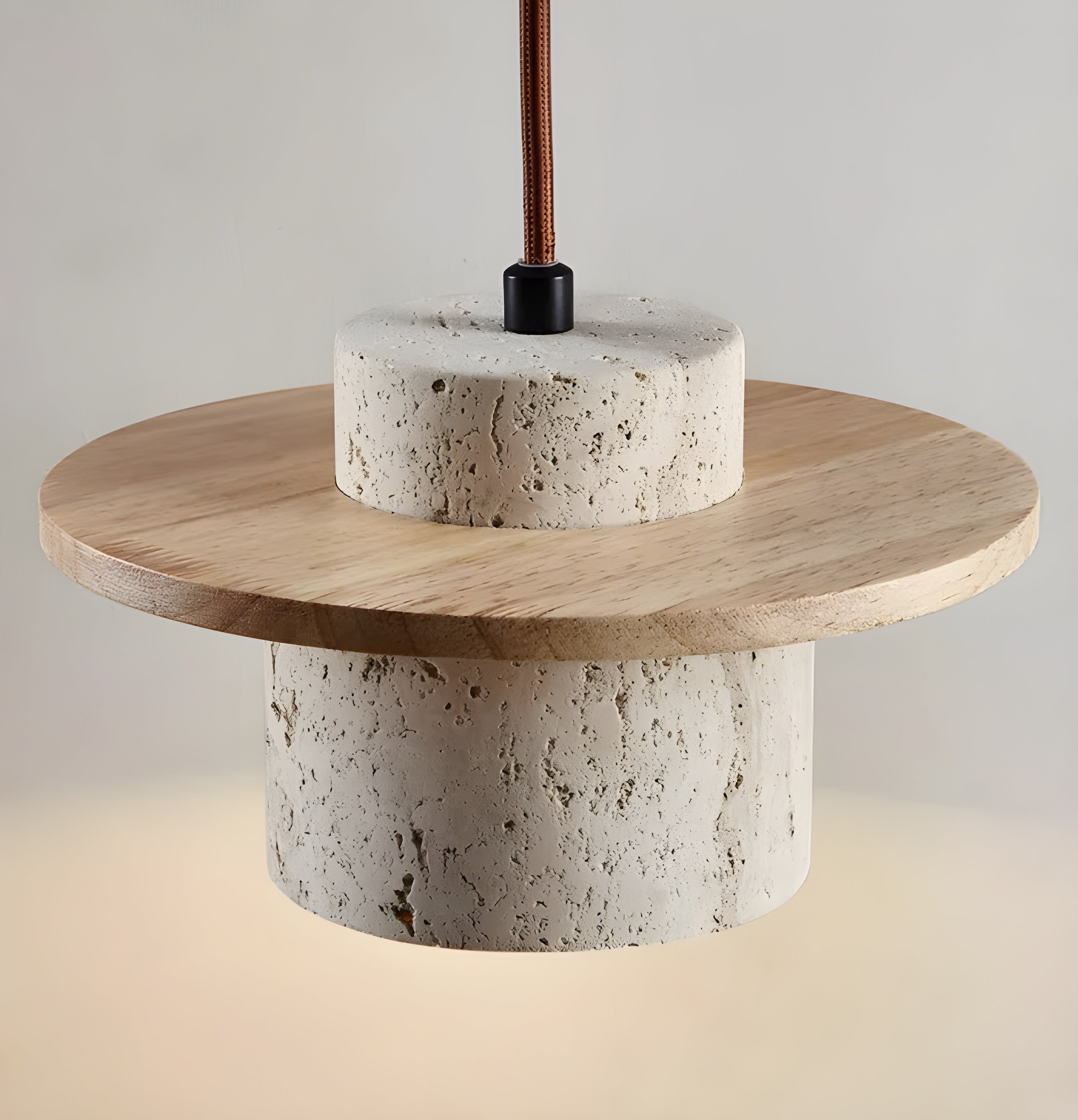 TravertGlow Light - Moderne Wabi-Sabi Hanglamp van Natuursteen