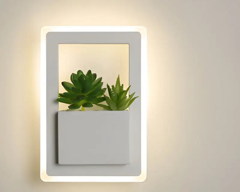 EcoChic Glow - Minimalistische Wandlamp met Scandinavische Kunstplanten voor een Stijlvolle Gloed - Velari - VLP073