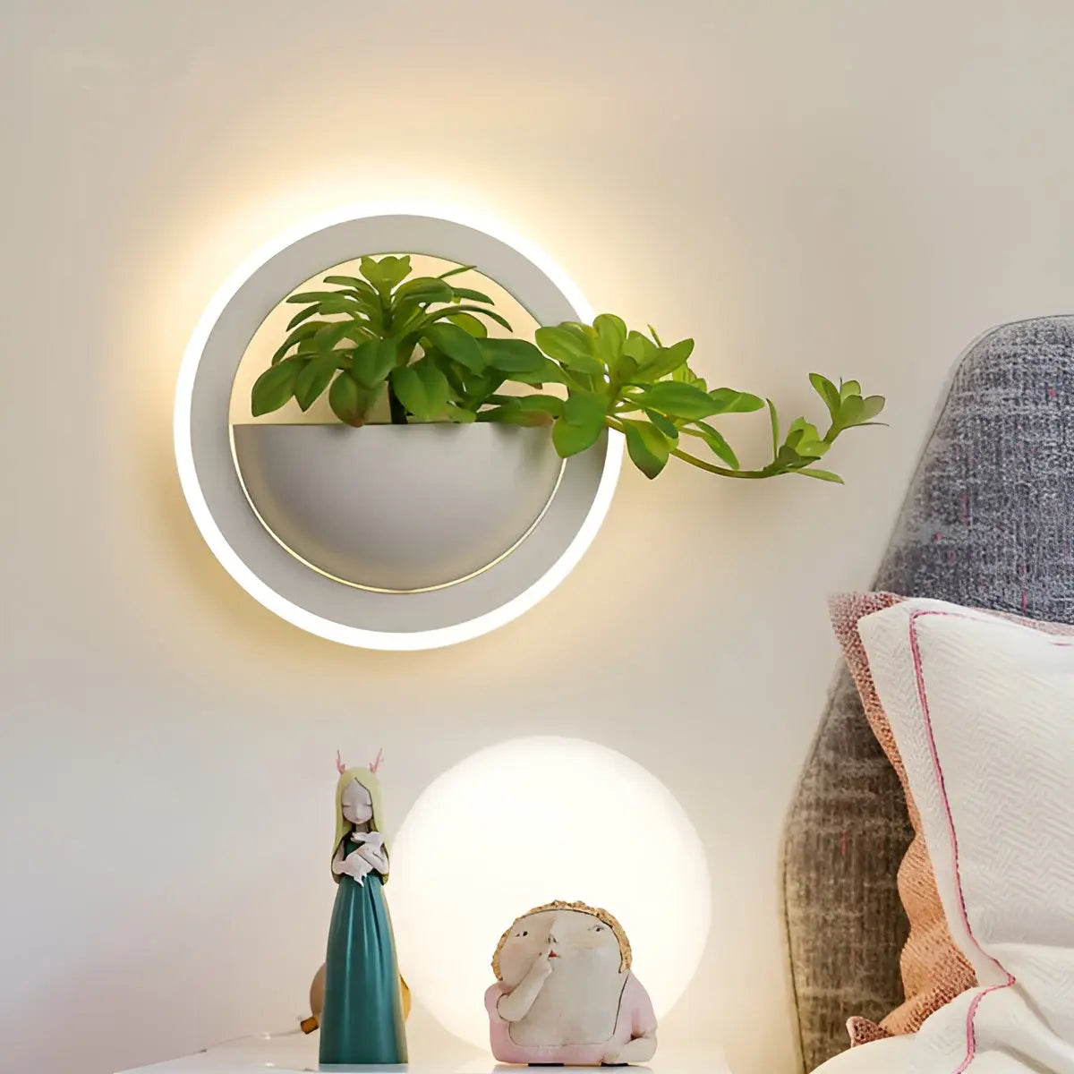 EcoChic Glow - Minimalistische Wandlamp met Scandinavische Kunstplanten voor een Stijlvolle Gloed - Velari - VLP073