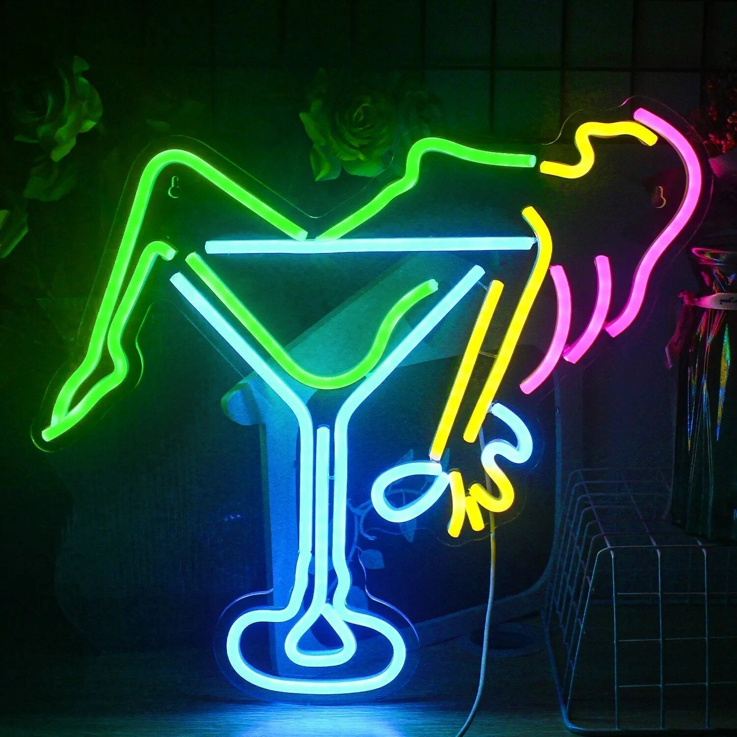 CocktailGlow Wandschild - LED Neonschild Party Dekoratives Nachtclub Wandschild Licht Elegare